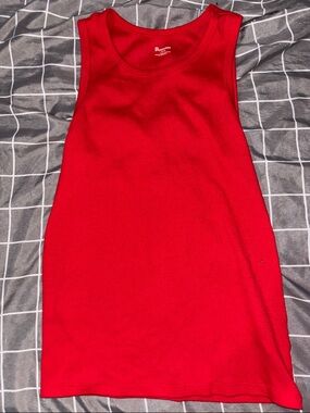 No Boundaries Red Ribbed Tank Top